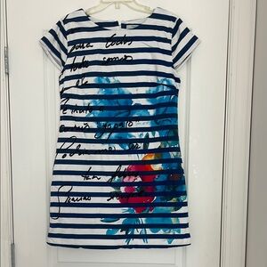 Desigual Striped Floral Script Print Dress Size 44